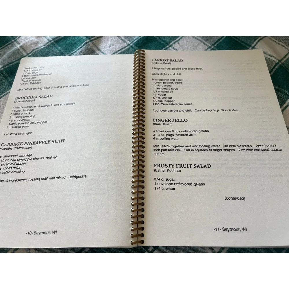 American Legion Auxiliary Seymour Wisconsin Recipe Book Cookbook Seymours